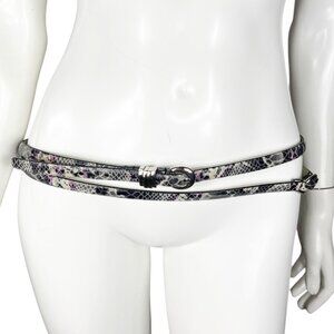 Lodis Embossed Textured Leather Snake Print Double Wrap Belt Size Medium Mobwife